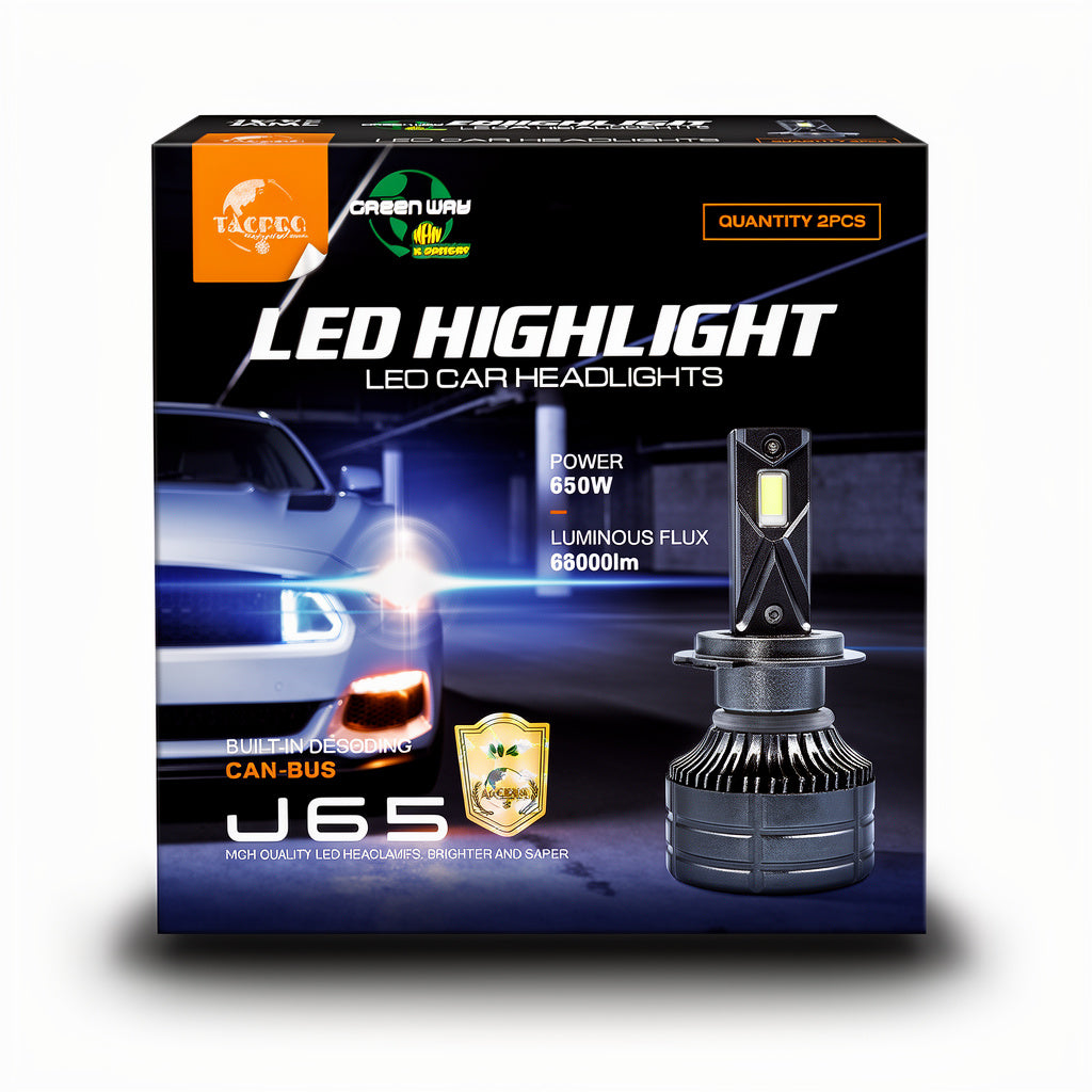 لمبات LED J65 للسيارة – 65W إضاءة قوية بتبريد مروحة