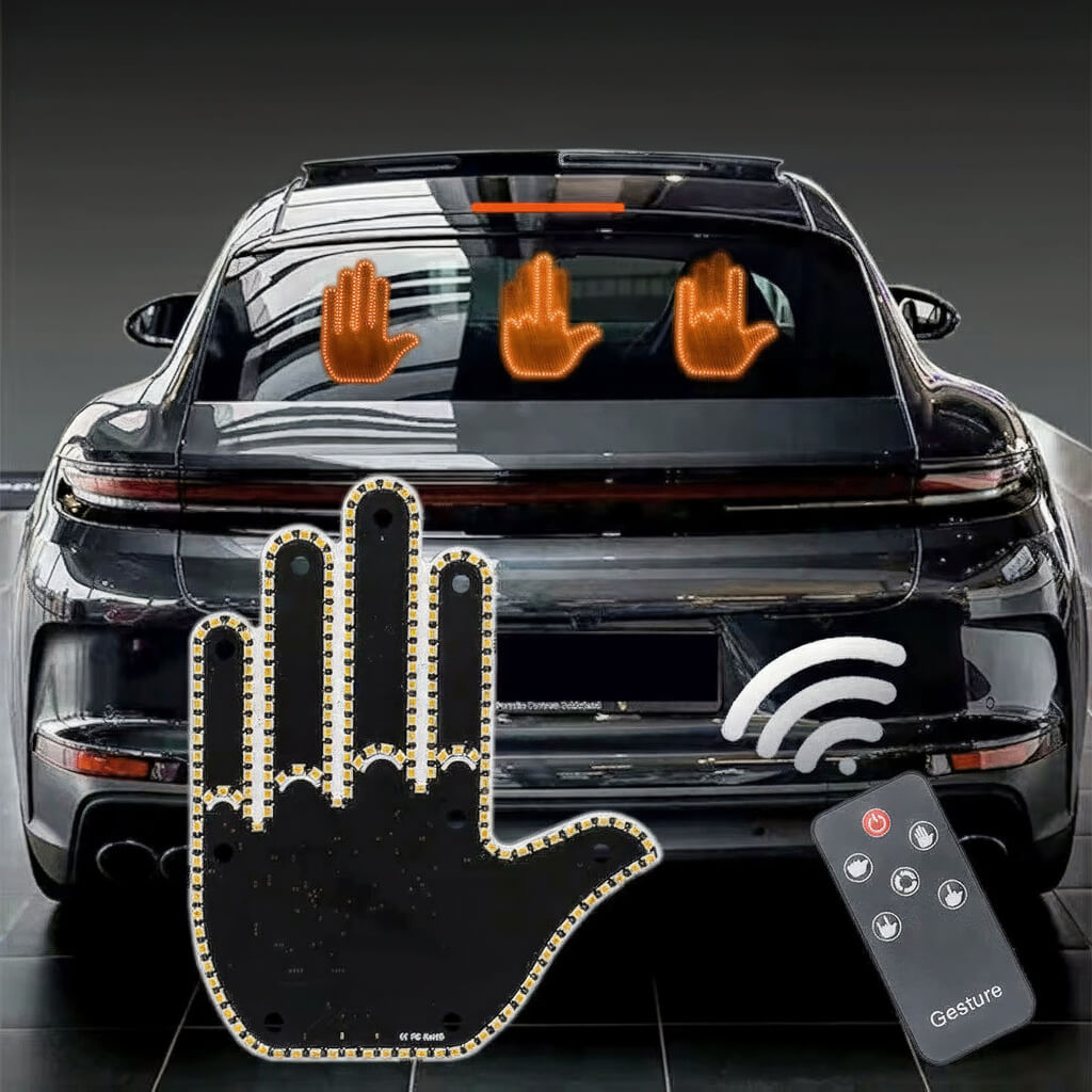 إصبع LED مضحك للسيارة – تحكم عن بعد – ضوء إشارة وسطى وتحذير